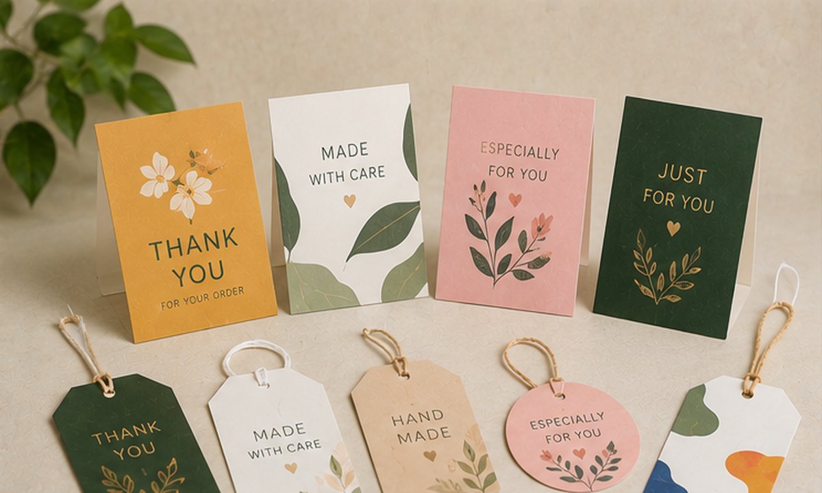 Custom printed insert cards and hang tags
